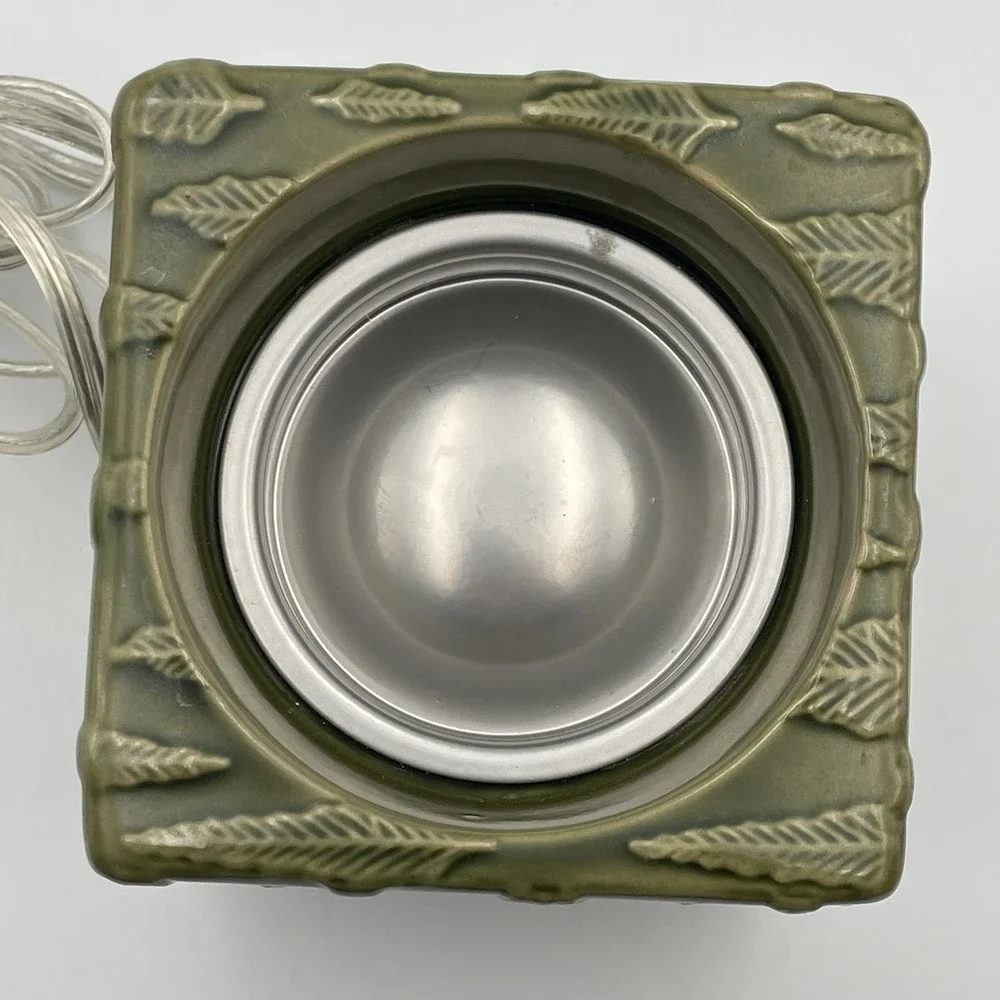 Yankee Candle Electric Wax Melt Warmer Green Embossed Leaf‎ 2000s Ceramic 5